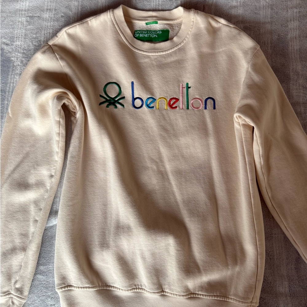 United Colors Of Benetton Cream Logo Sweatshirt